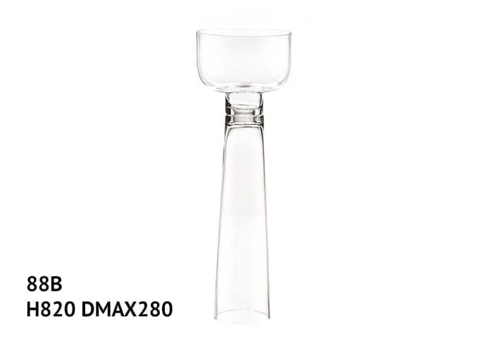 Coppa vetro con gambo cavo lungo alta 82 cm