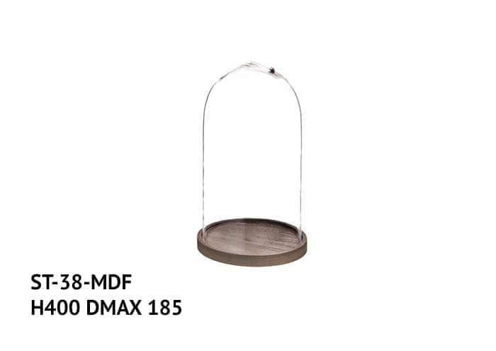Camapana vetro base mdf marrone diametro 18,5 altezza 40 cm