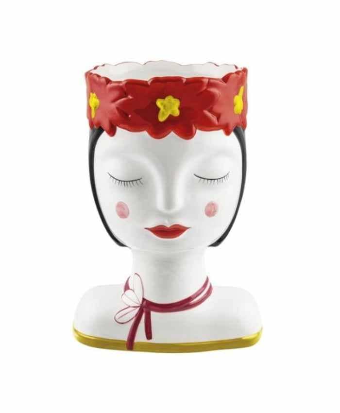 Immagine e commerce Viso Donna con corona fiori rossa alto 17 cm