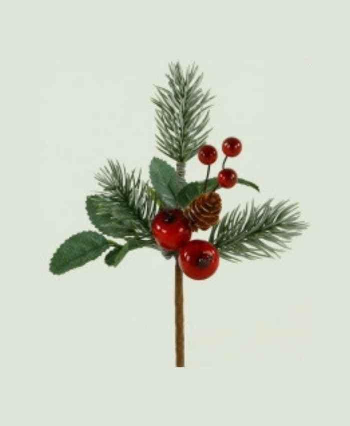 Immagine-e-commerce-Pick Natale mini chiudi pacco con Fruttino bacche e pigna cm 6x2 h 17