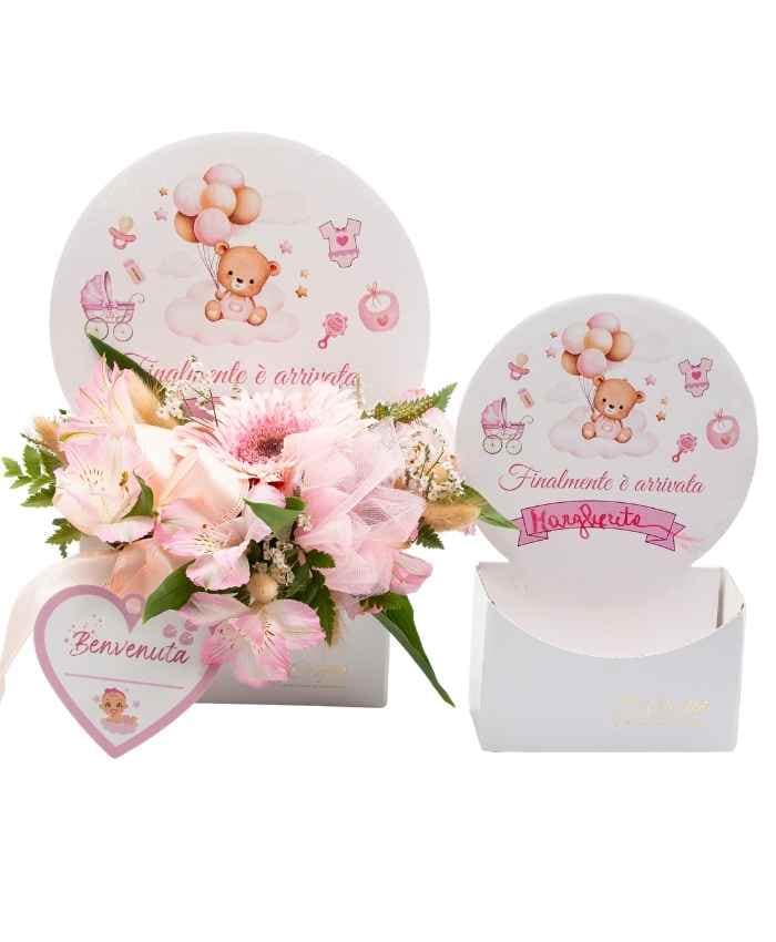 Dedicaflò 24 cm flowebox con dedica Nascite 4 pz - immagine 5