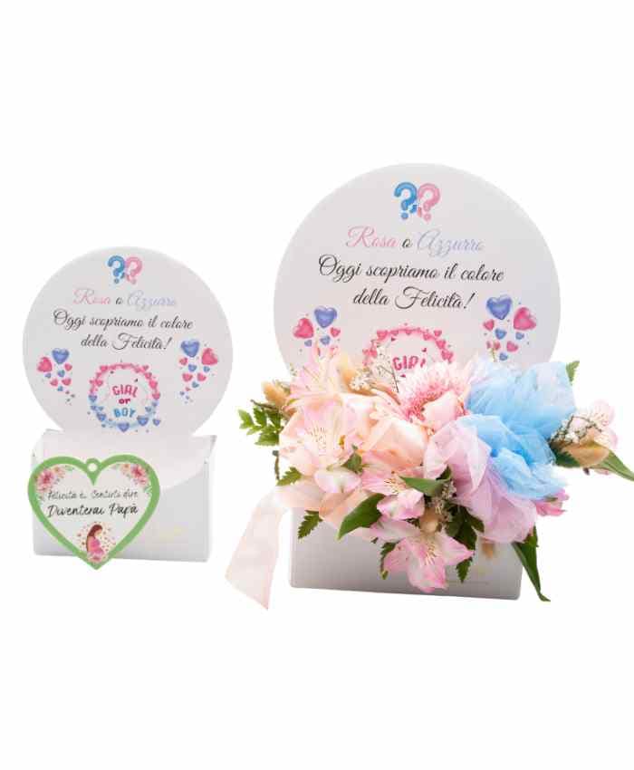 Dedicaflo 24 cm flowerbox con dedica Gender Reveal - immagine 2