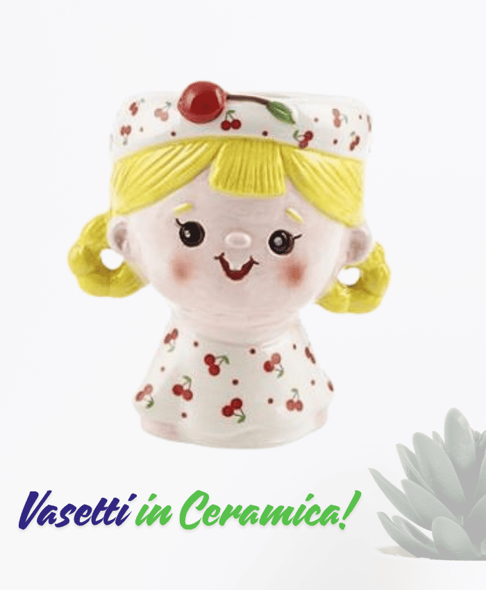Immagine e commerce Vaso testa bimba maglia cigliegie altezza 16 cm