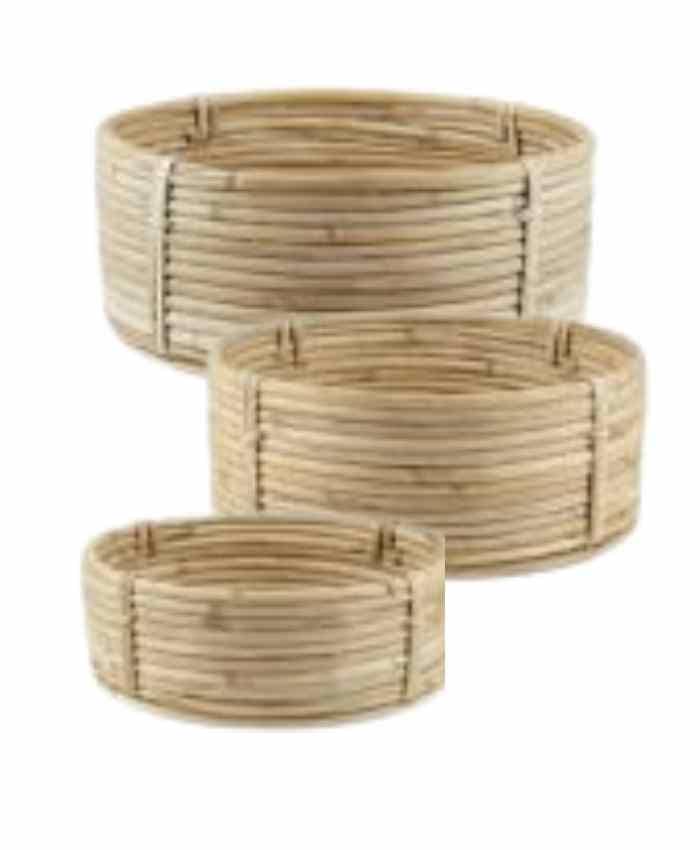Immagine e commerce Serie 3 Ciotole cilindriche in Rattan Diametri 30-26 e 22 cm