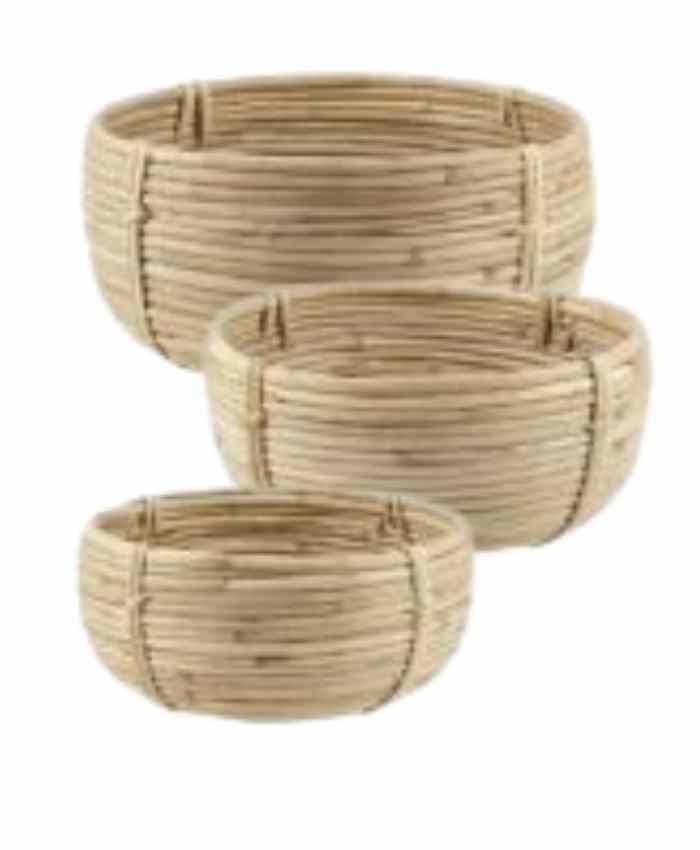 Immagine e commerce Serie 3 Ciotole svasate in Rattan Diametri 25-22 e 19 cm