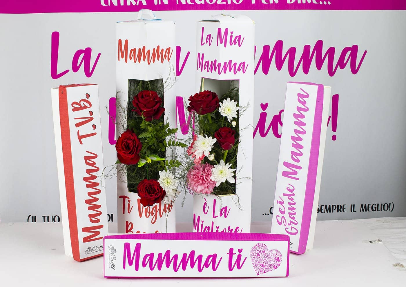 PACCHETTO BOX & COTTON MAMMA EDITION scatole per fiori festa mamma