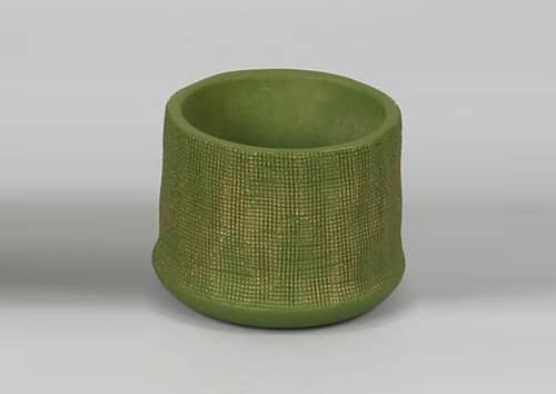 Immagine e commerce Portavaso in cemento con decori oro per piante vaso 10 cm-Verde