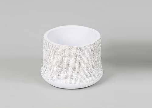 Immagine e commerce Portavaso in cemento con decori oro per piante vaso 10 cm-Bianco