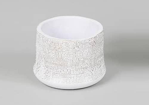 Immagine e commerce Portavaso in cemento con decori oro per piante vaso 12 cm-Bianco