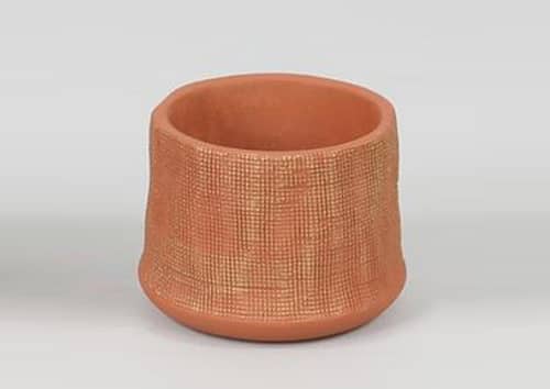 Immagine e commerce Portavaso in cemento con decori oro per piante vaso 12 cm-Rosa cipria