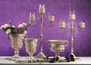 Coppe e candelabri per centrotavola matrimonio luxury