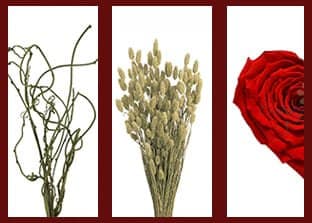 Fiori e materiali per composizioni