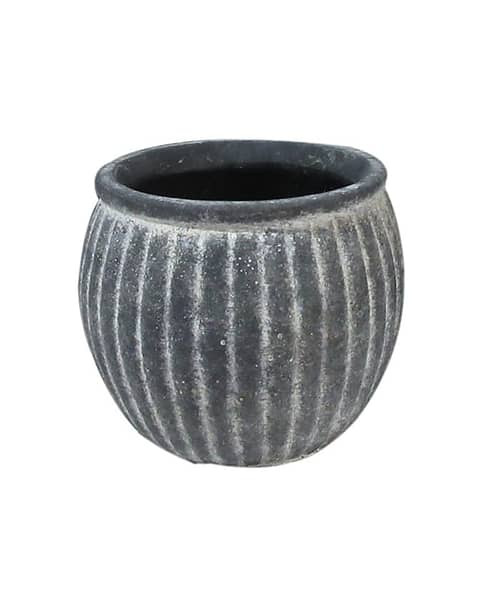 Immagine e commerce Cachepot in cemento grigio anticato baccellato cm 14 h12