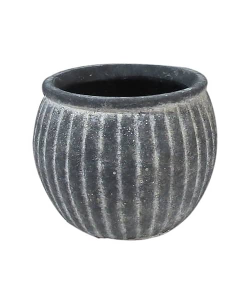 Immagine e commerce Cachepot in cemento grigio anticato baccellato cm 16 h13