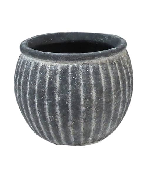 Immagine e commerce Cachepot in cemento grigio anticato baccellato cm 20 h17