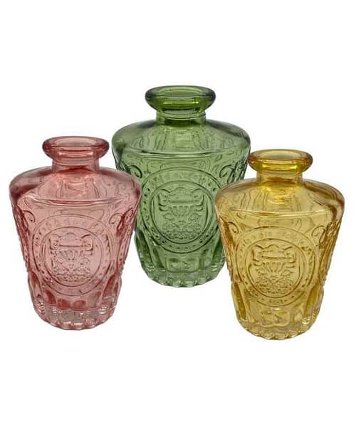Immagine e commerce Vasi Monofiore bottiglietta trapezio in vetro diametro 6 alta 10 cm - 3 Mix color