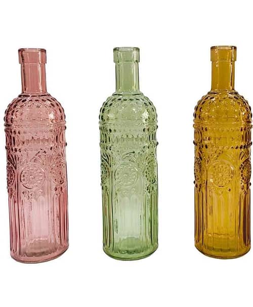 Immagine e commerce Vasi Monofiore bottiglietta cilindrica collo stretto in vetro diametro 6 alta 25 cm - 3 Mix color