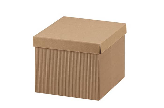 Immagine e commerce Scatola per cesti natalizi in cartoncino rigato con coperchio liscio cm 31x31 h24