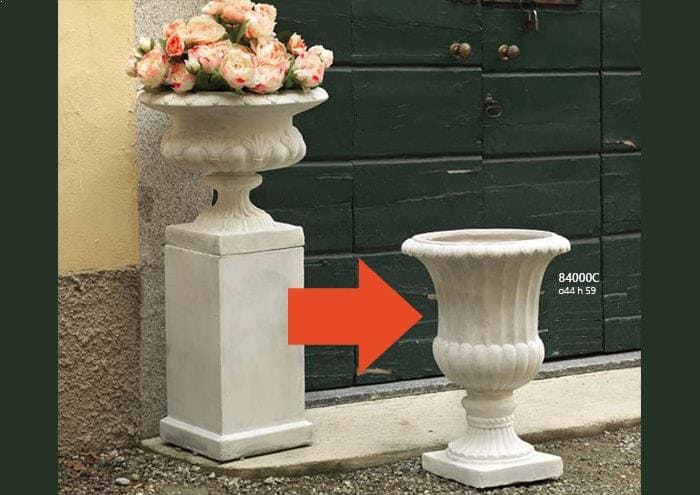 Vaso medici bianco in fiberclay bocca stretta d44 h59 cm - Vasi in vetroresina