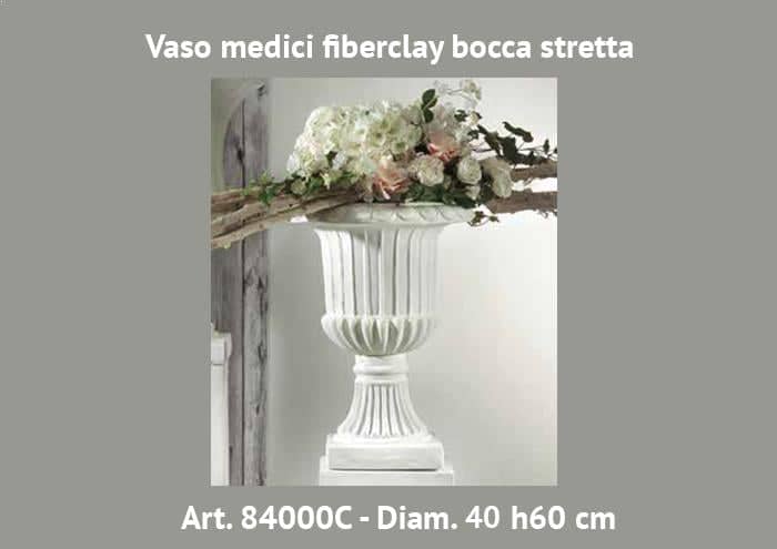 Vaso medici in fiberclay bocca stretta d40 h60 cm (colore bianco)