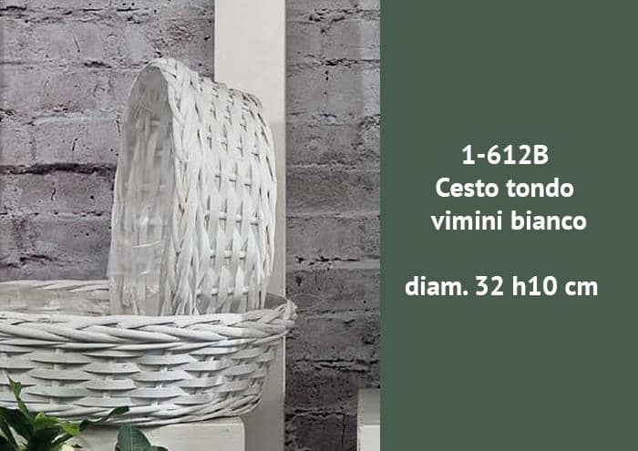 Cesto tondo vimini bianco diametro 32 h10 cm - Cesti vimini bianco