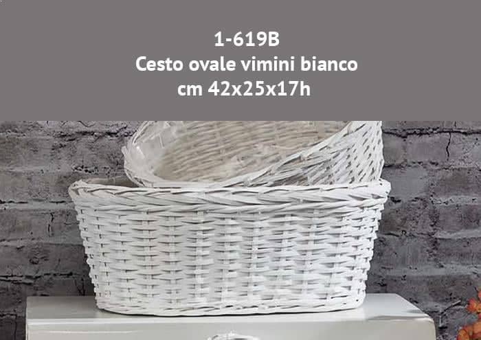 Cesto ovale vimini bianco cm 42 x 25 h17 - Cesti vimini bianco