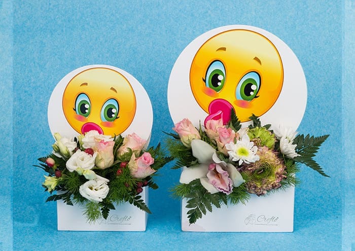 Scatole personalizzate con sticker Emojiflò Baby girl - con fiori