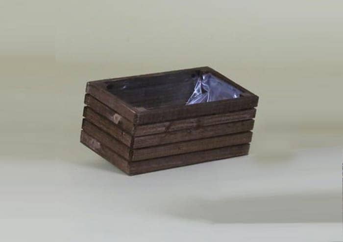 Cassette in legno marroni doghe strette x2 piante vaso 12 cm