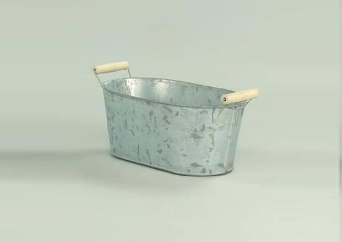 Immagine e commerce Contenitore di latta ovale manici legno per 2 piante vaso 14 cm