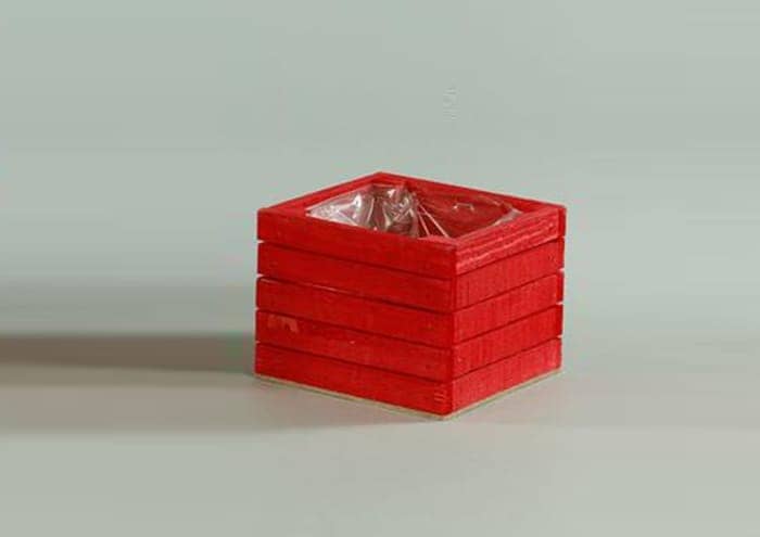 Immagine e commerce Cassette di legno quadrate rosse a doghe strette per vaso 12 cm