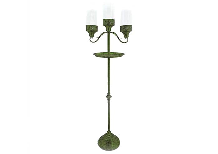 Immagine e commerce Candelabro 3 fiamme verde antico con piatto alto 145 cm