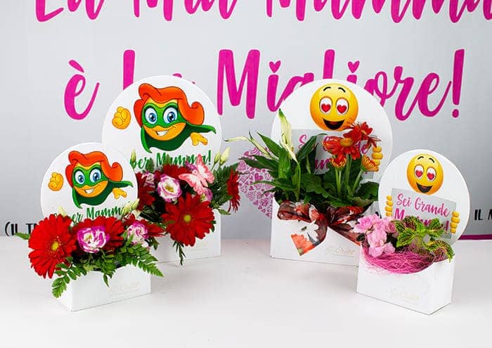 Emojiflò Super Mamma e Sei grande Mamma- Flowerbox personalizzata con emoticon