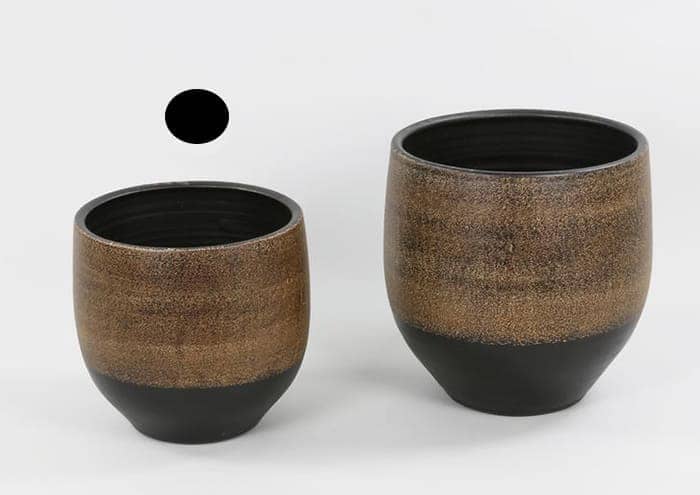 Immagine e commerce Vaso in ceramica tondo nero marrone diametro 30 cm
