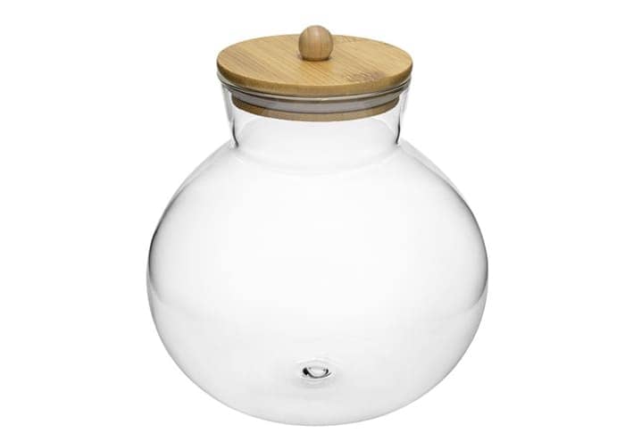 Immagine e commerce Barattolo vetro forma damigiana coperchio legno guarnizione cm 18 h18