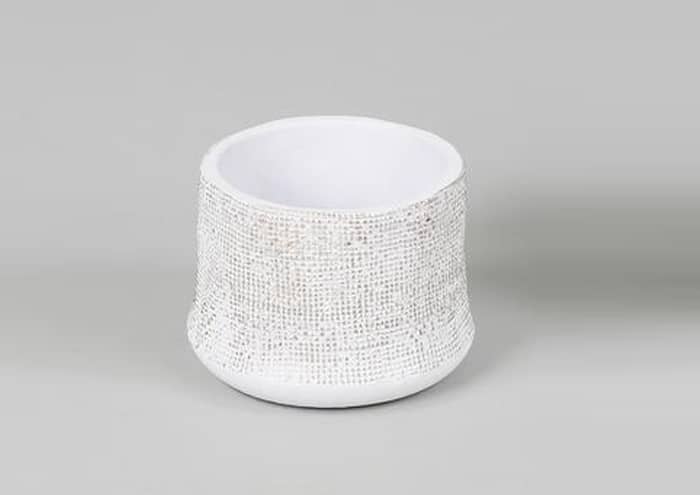 Immagine e commerce Portavaso in cemento con decori oro per piante vaso 10 cm-Bianco