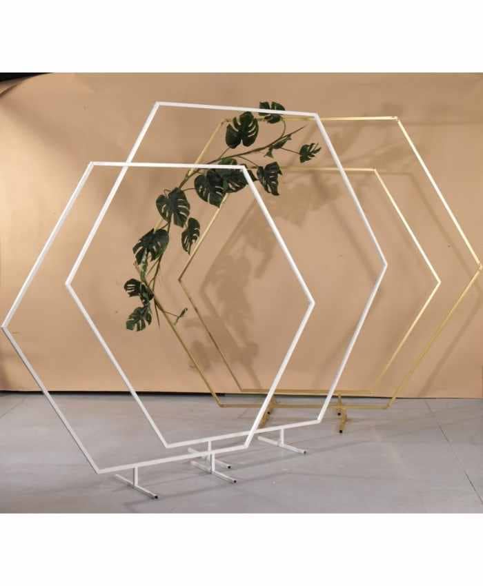 Immagine e commerce Esagono metallo bianco grande con base appoggio per addobbi floreali cm 200