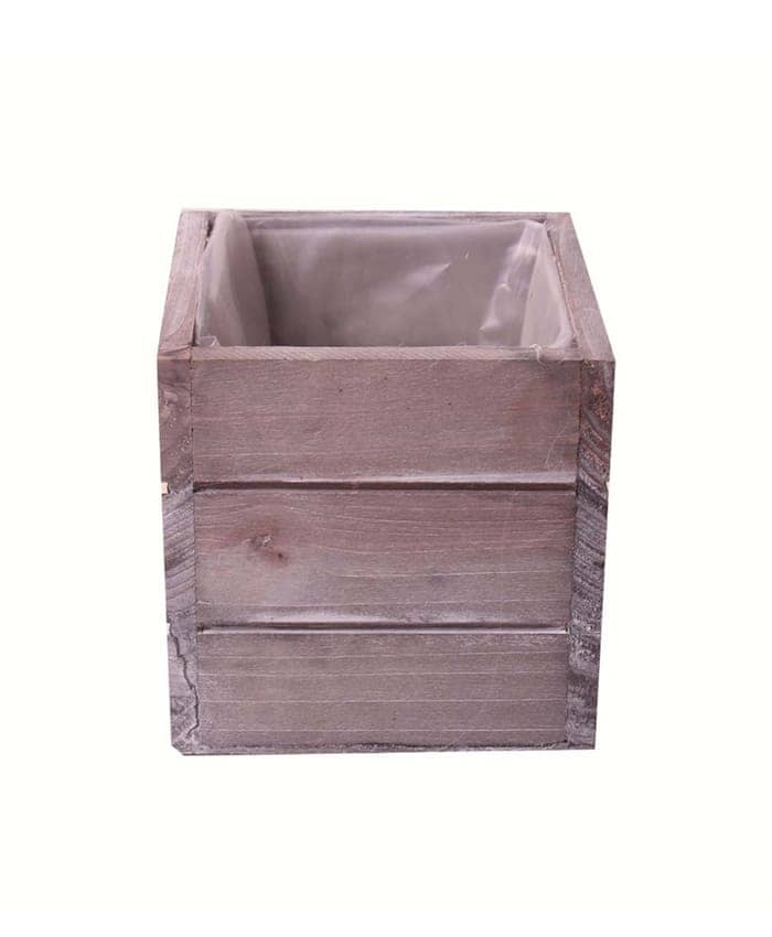 Immagine e commerce Cassette di legno shabby quadrate grigie doghe strette cm 12x12 h11