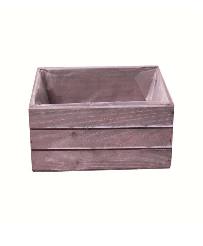 Immagine e commerce Cassette di legno shabby quadrate grigie doghe strette cm 21x21 h9