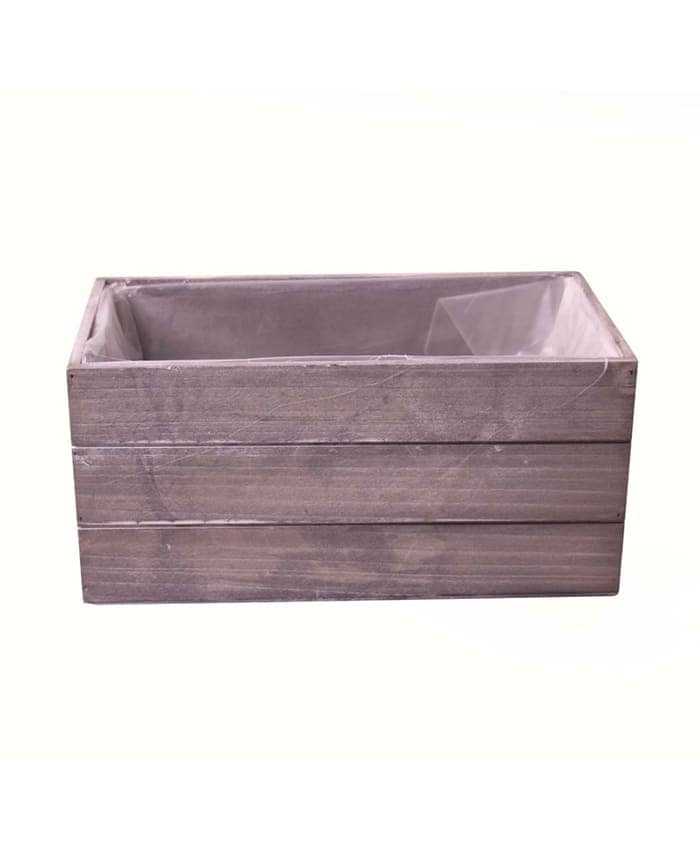 Immagine e commerce Cassette di legno shabby quadrate grigie doghe strette cm 25x13 h12