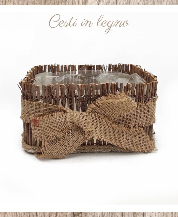 Immagine e commerce Cesto legno quadrato rametti con fiocco juta cm 20x20 h10