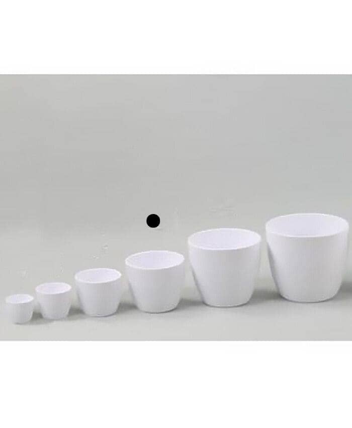 Immagine e commerce Porta vaso bombato in ceramica per piante diametro 14 cm-Bianco Opaco