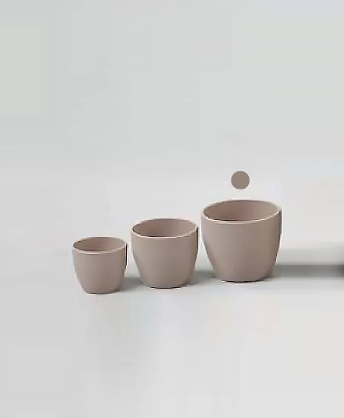 Immagine e commerce Porta vaso bombato in ceramica per piante diametro 14 cm-Tortora Opaco