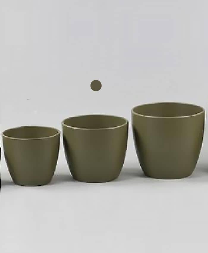 Immagine e commerce Porta vaso bombato in ceramica per piante diametro 18-20 cm-Verde olivo Opaco