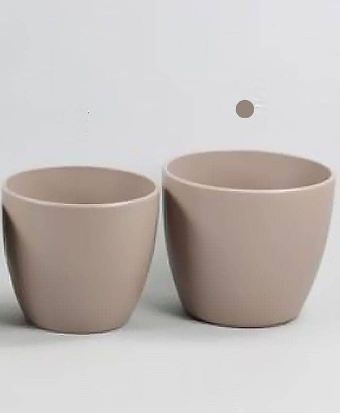 Immagine e commerce Porta vaso bombato in ceramica per piante diametro 26-28 cm-Tortora Opaco