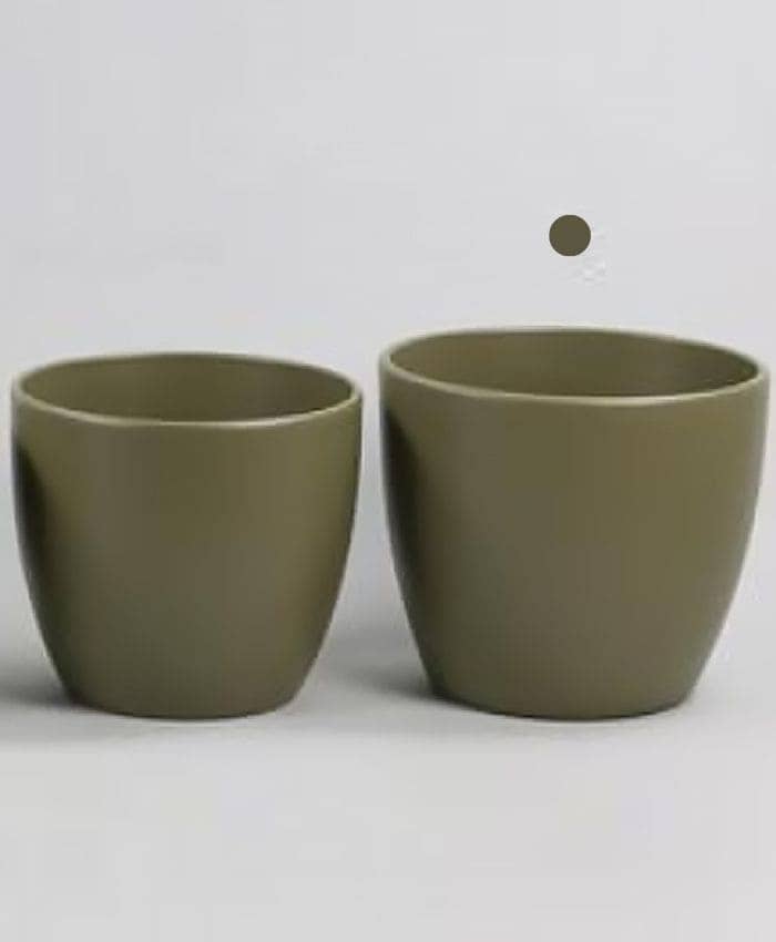 Immagine e commerce Porta vaso bombato in ceramica per piante diametro 26-28 cm-Verde olivo Opaco