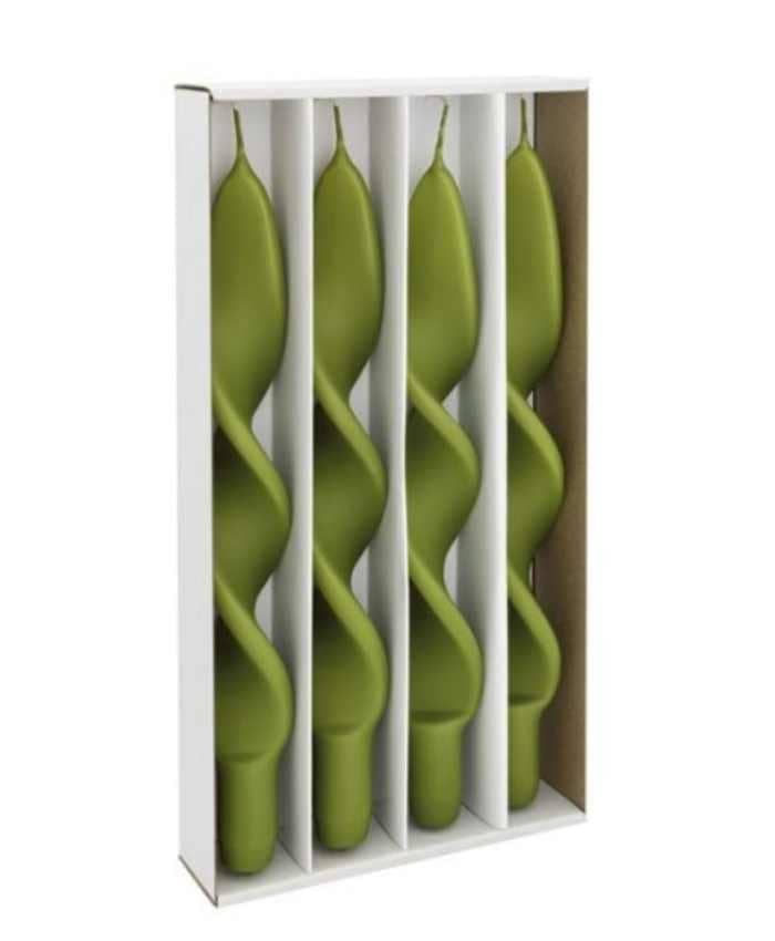 Immagine e commerce Candela Artistica Torciglione alta 27cm Confezione 4pz - Verde Muschio