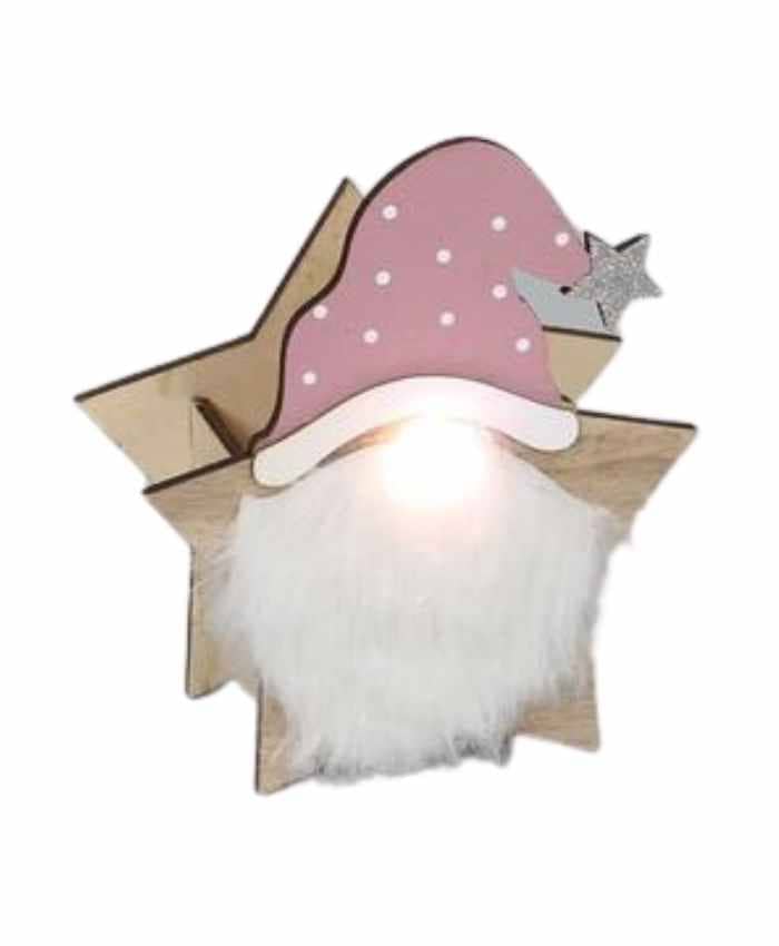 Immagine e commerce Cassetta natalizia forma Stella decoro Gnomo Natale  LED batteria cm 14x7 h16 cm