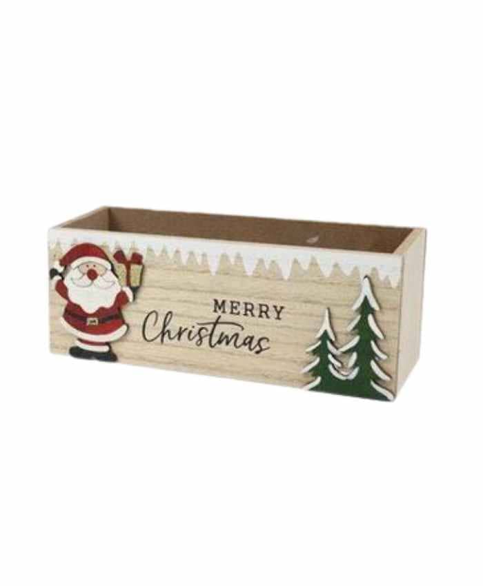 Immagine e commerce Portavaso rettangolare x2 piante vaso 6 cm con decoro babbo natale