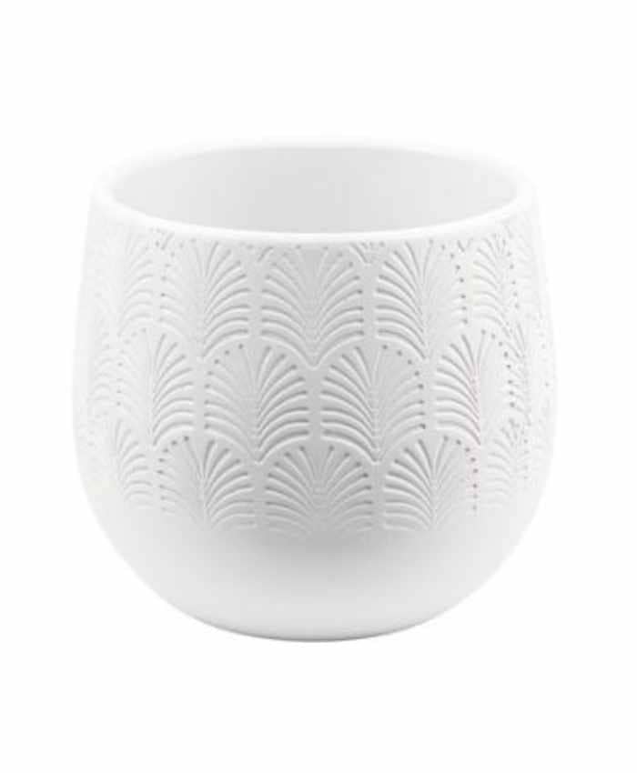Immagine e commerce Vaso bombato in ceramica con decori diametro 16 cm Bianco