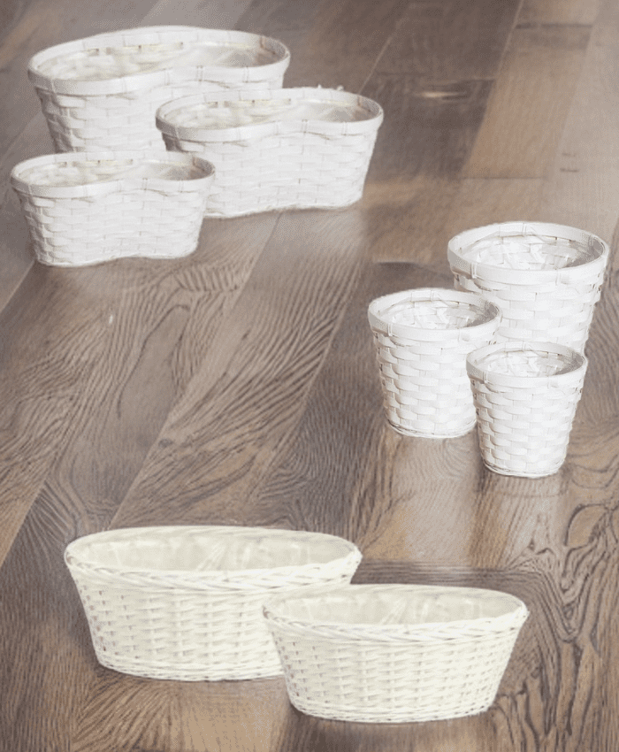Mini Pacchetto Cesti bianchi per piante mix Base 4 modelli 114 pz
